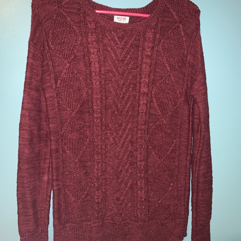 Maroon cable knit sweater